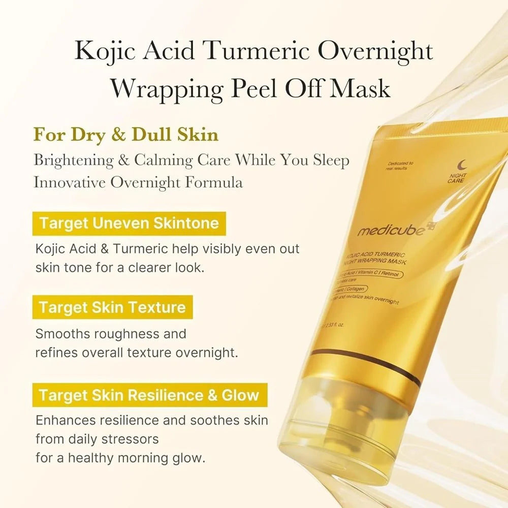 Medicube Kojic Acid Turmeric Overnight Wrapping Peel Off Mask Medicube Overnight Face Mask